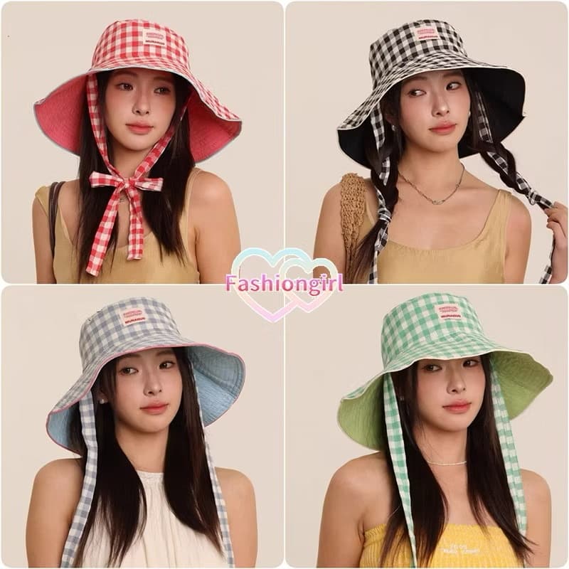 😍Fashion girl😍ແຟຊັ່ນ ໝວກກັນແດດພັບໄດ້ 2 ດ້ານ ວິນເທວ ລາຍສະກ໊ອດ  (sp-A013)