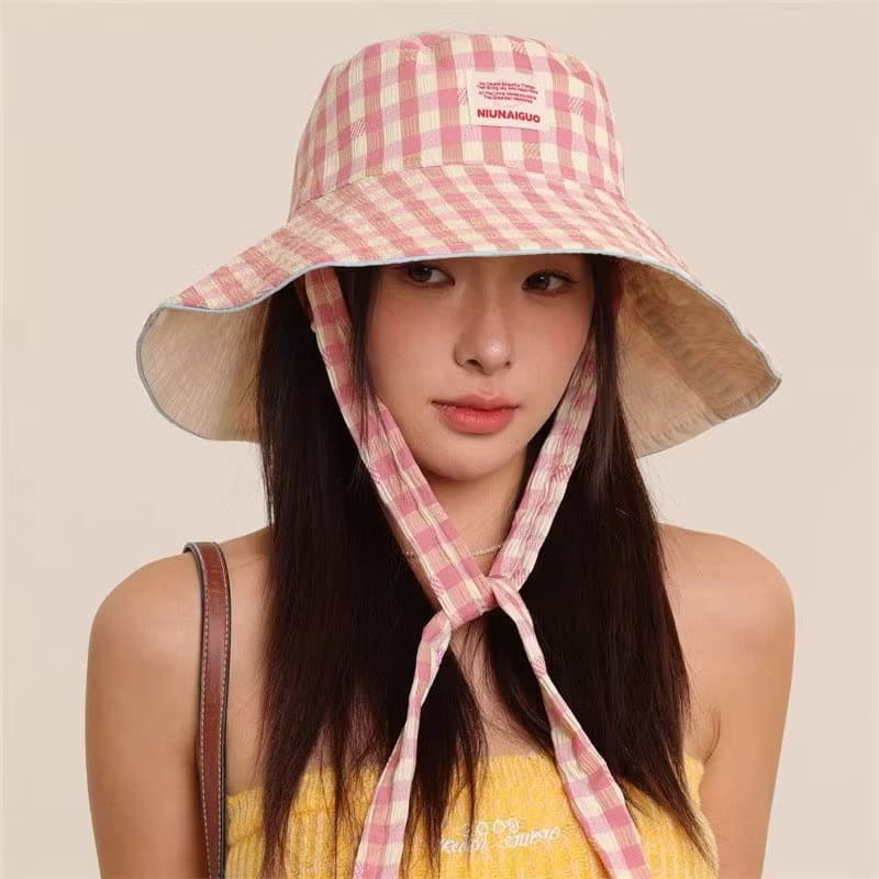 😍Fashion girl😍ແຟຊັ່ນ ໝວກກັນແດດພັບໄດ້ 2 ດ້ານ ວິນເທວ ລາຍສະກ໊ອດ  (sp-A013) - ภาพที่ 3