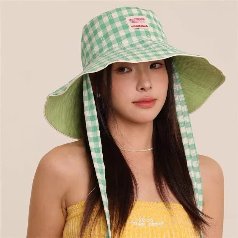 😍Fashion girl😍ແຟຊັ່ນ ໝວກກັນແດດພັບໄດ້ 2 ດ້ານ ວິນເທວ ລາຍສະກ໊ອດ  (sp-A013) - ภาพที่ 2