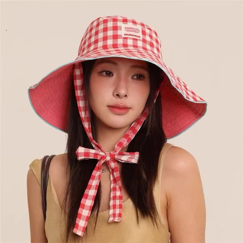 😍Fashion girl😍ແຟຊັ່ນ ໝວກກັນແດດພັບໄດ້ 2 ດ້ານ ວິນເທວ ລາຍສະກ໊ອດ  (sp-A013) - ภาพที่ 6