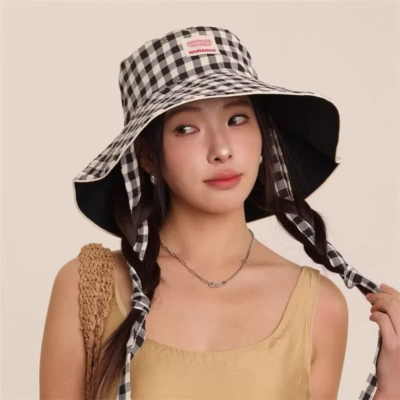 😍Fashion girl😍ແຟຊັ່ນ ໝວກກັນແດດພັບໄດ້ 2 ດ້ານ ວິນເທວ ລາຍສະກ໊ອດ  (sp-A013) - ภาพที่ 5