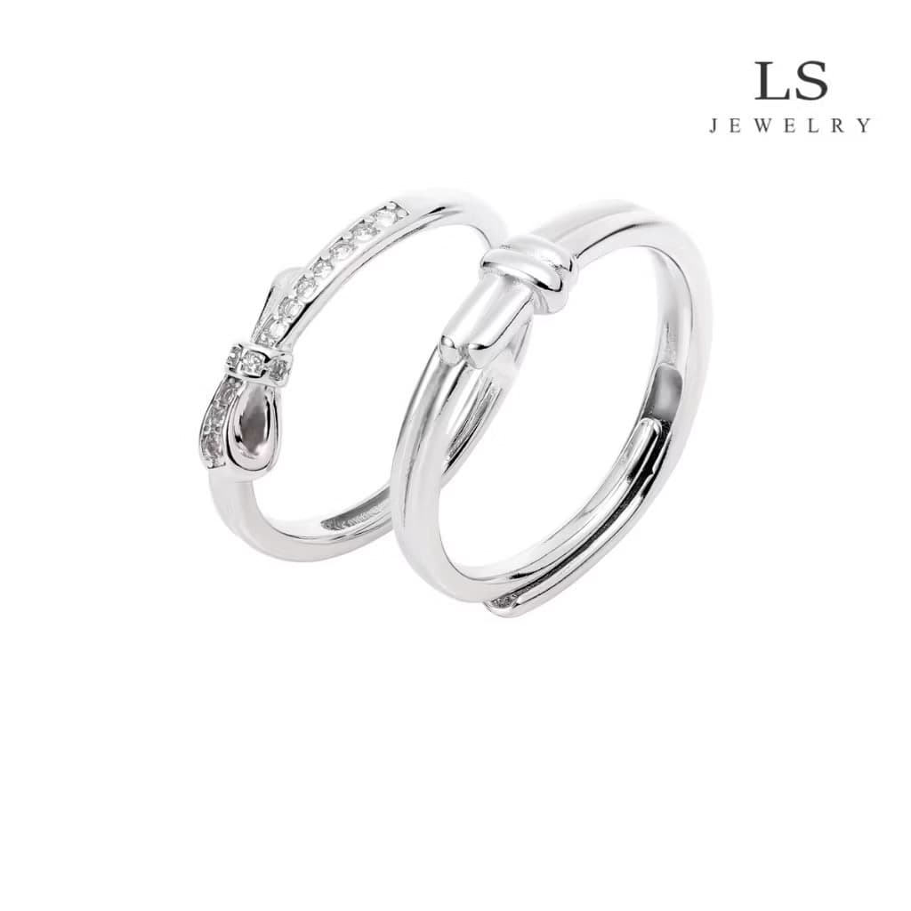 Jewelry ຊຸດແຫວນຄູ່ຮັກແພດຕິນຳ 2 ວົງ ແຫວນເງີນຮຽບງ່າຍ r2306(sp-A013)