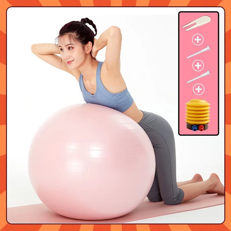 ບານໂຍຄະ Yoga Ball (ມີປ້ຳລົມ) 65cm, ໜາພິເສດ! (Sp-A012)