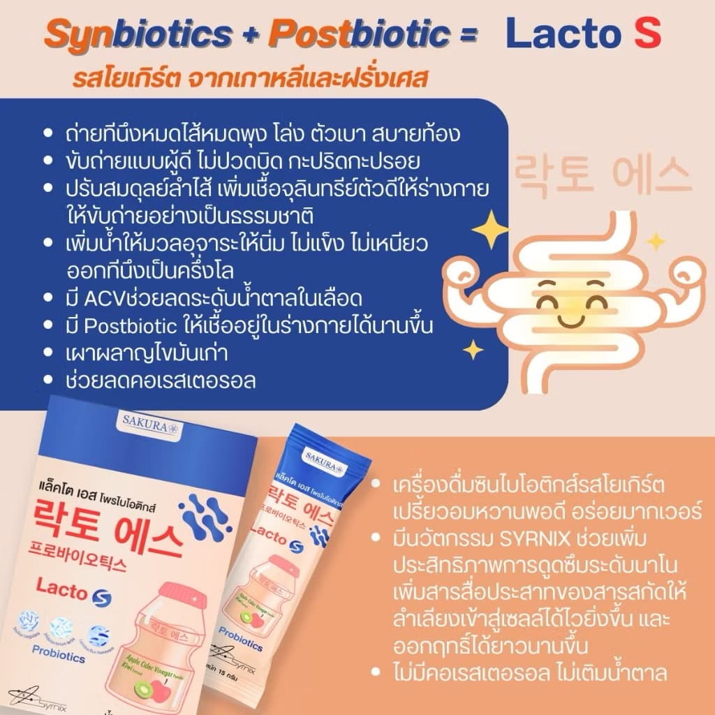 ￼⚡️Lacto S ແລັກໂຕເອສລົດໂຢເກິດ ຊິນໄບໂອຕິກ + ໂພລໄບໂອຕິກຈາກເກົາຫຼີແລະຝຣັ່ງເສດ ຂັບຖ່າຍດີ ຖ່າຍງ່າຍ ຖ່າຍສຸດ(sp-A013) - ภาพที่ 4