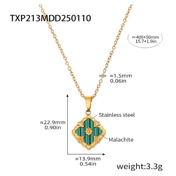 ສາຍຄໍ 18K  ແບບໃບໂຄລເວີສີ່ແຊກ ສວຍງາມ(SP-A005) - ภาพที่ 3