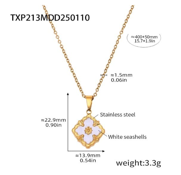 ສາຍຄໍ 18K  ແບບໃບໂຄລເວີສີ່ແຊກ ສວຍງາມ(SP-A005) - ภาพที่ 4