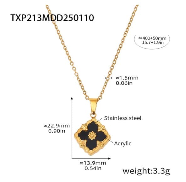 ສາຍຄໍ 18K  ແບບໃບໂຄລເວີສີ່ແຊກ ສວຍງາມ(SP-A005) - ภาพที่ 2